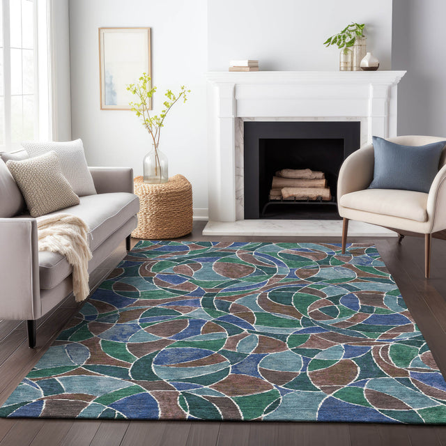 Addison Chantille ACN2208 Geometric Machine Made Transitional Blue Rug
