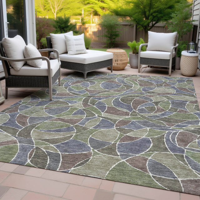 Addison Chantille ACN2208 Geometric Machine Made Transitional Green Rug