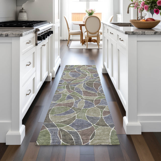 Addison Chantille ACN2208 Geometric Machine Made Transitional Green Rug