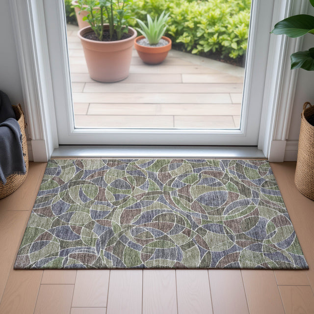 Addison Chantille ACN2208 Geometric Machine Made Transitional Green Rug