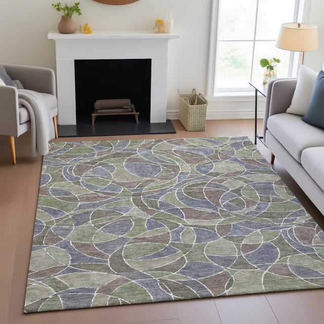 Addison Chantille ACN2208 Geometric Machine Made Transitional Green Rug