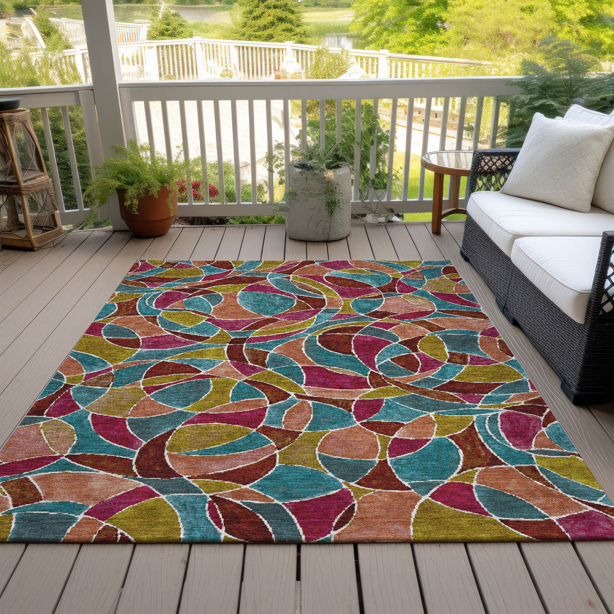 Addison Chantille ACN2208 Geometric Machine Made Transitional Merlot Rug