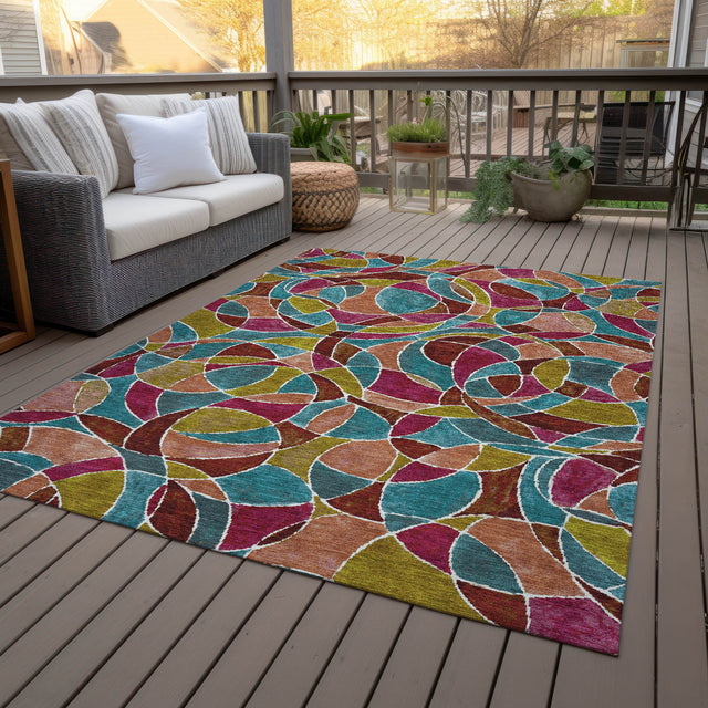 Addison Chantille ACN2208 Geometric Machine Made Transitional Merlot Rug