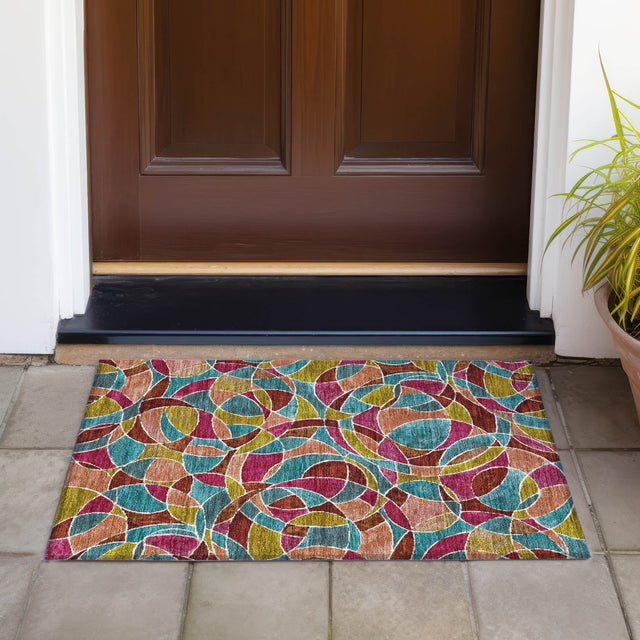 Addison Chantille ACN2208 Geometric Machine Made Transitional Merlot Rug