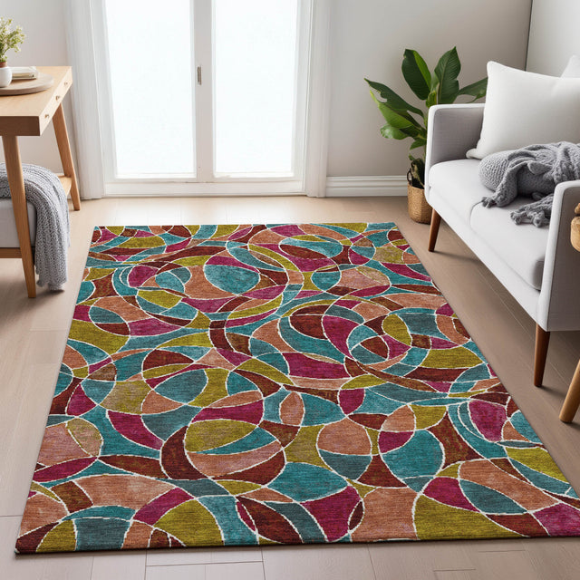 Addison Chantille ACN2208 Geometric Machine Made Transitional Merlot Rug