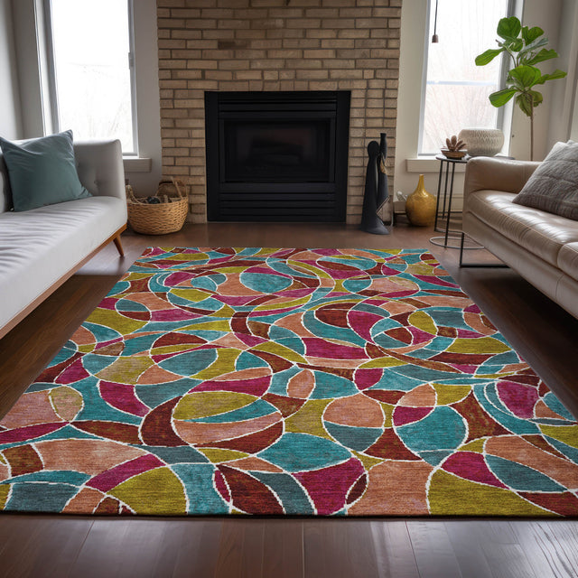 Addison Chantille ACN2208 Geometric Machine Made Transitional Merlot Rug