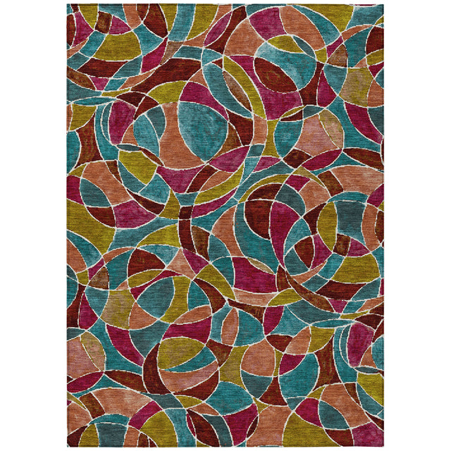 Addison Chantille ACN2208 Geometric Machine Made Transitional Merlot Rug