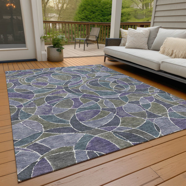 Addison Chantille ACN2208 Geometric Machine Made Transitional Purple Rug