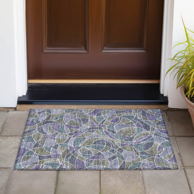 Addison Chantille ACN2208 Geometric Machine Made Transitional Purple Rug