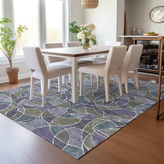 Addison Chantille ACN2208 Geometric Machine Made Transitional Purple Rug