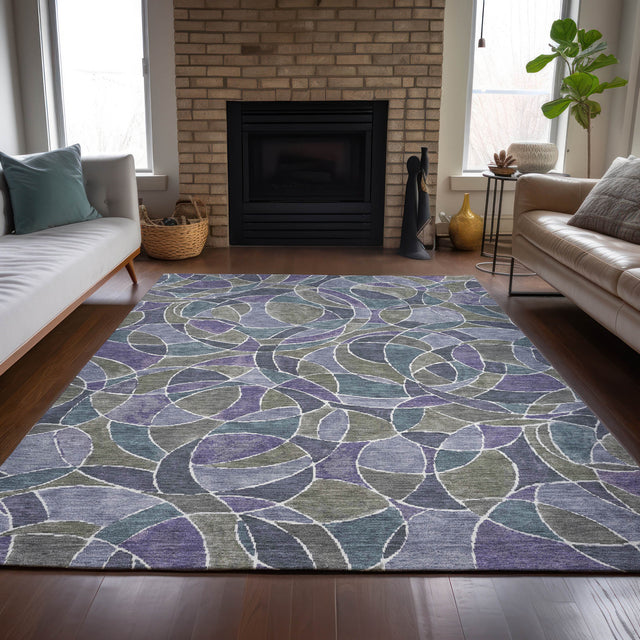 Addison Chantille ACN2208 Geometric Machine Made Transitional Purple Rug