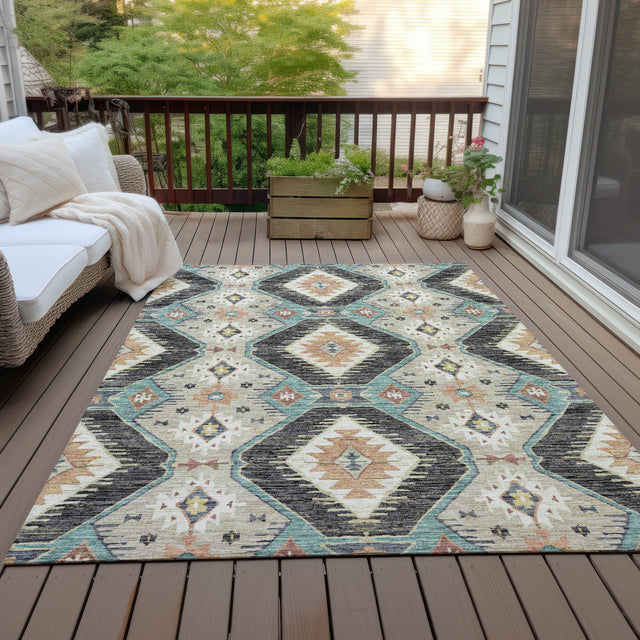 Addison Chantille ACN2210 Moroccan Machine Made Transitional Black Rug