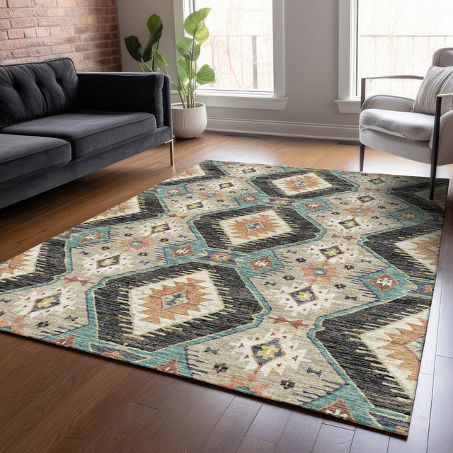 Addison Chantille ACN2210 Moroccan Machine Made Transitional Black Rug