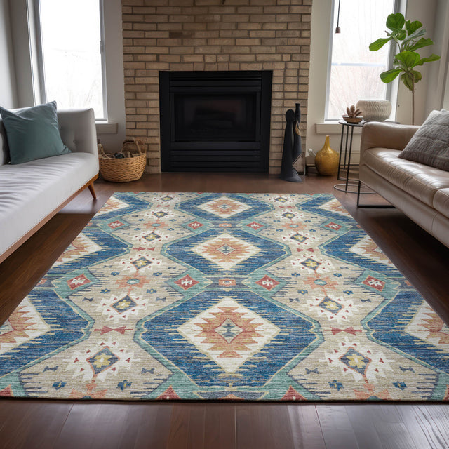 Addison Chantille ACN2210 Moroccan Machine Made Transitional Navy Rug