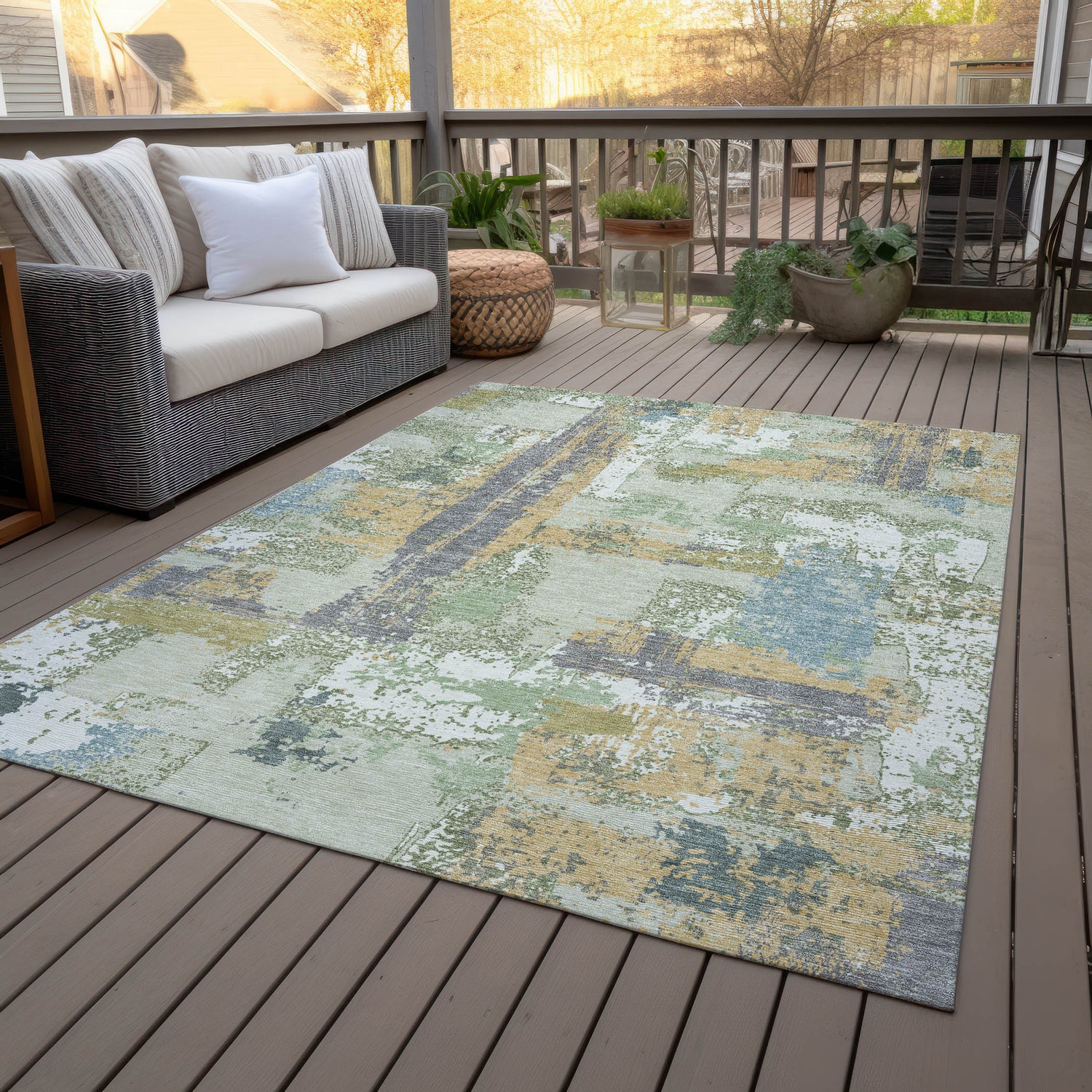 Addison Chantille ACN2212 Abstract Machine Made Transitional Aloe Rug