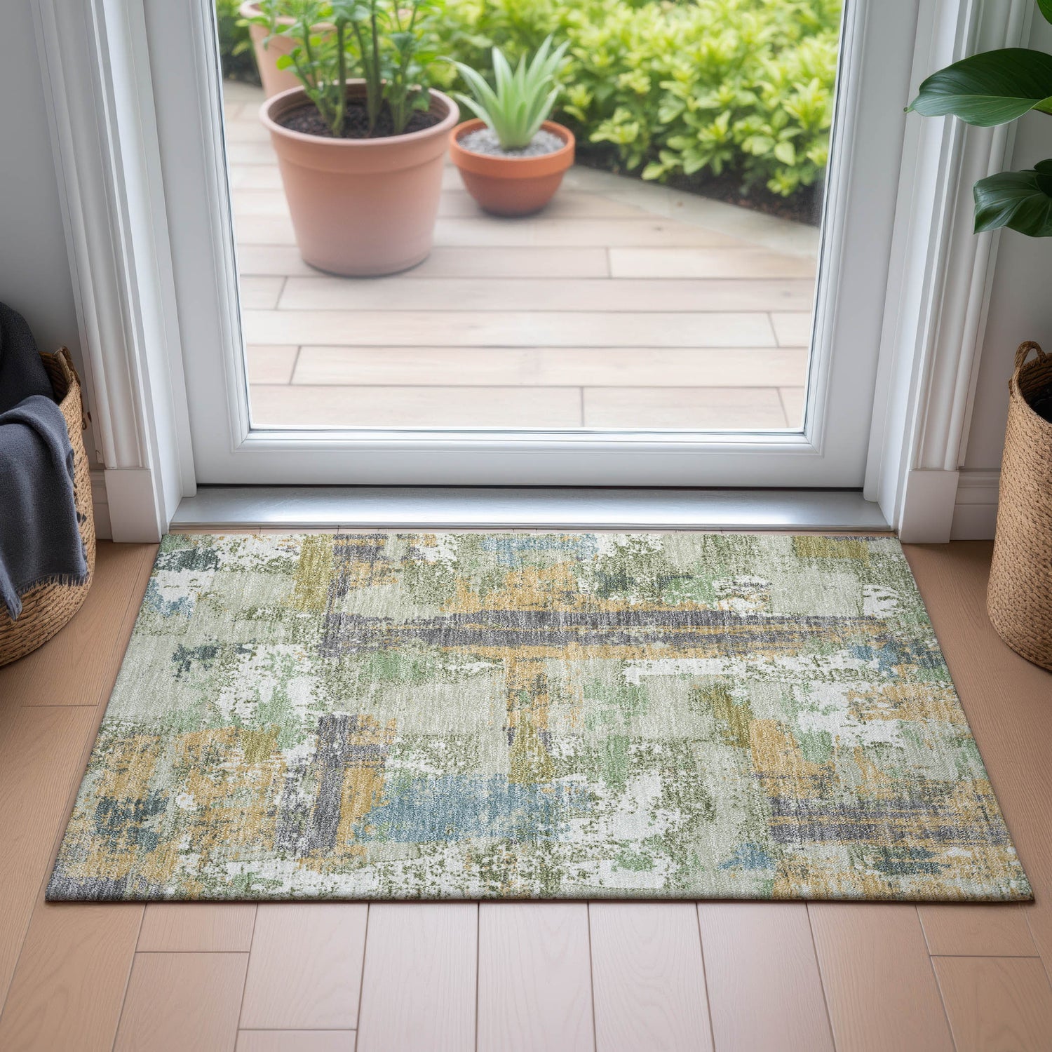 Addison Chantille ACN2212 Abstract Machine Made Transitional Aloe Rug