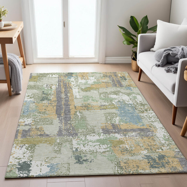 Addison Chantille ACN2212 Abstract Machine Made Transitional Aloe Rug