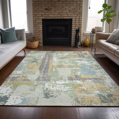 Addison Chantille ACN2212 Abstract Machine Made Transitional Aloe Rug