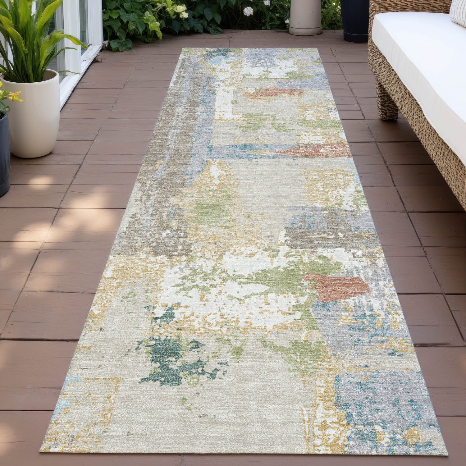 Addison Chantille ACN2212 Abstract Machine Made Transitional Beige Rug