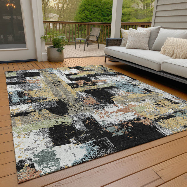 Addison Chantille ACN2212 Abstract Machine Made Transitional Black Rug