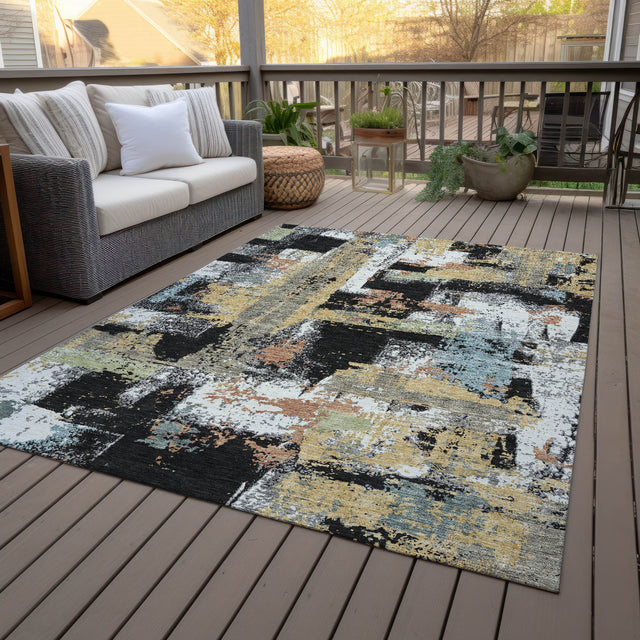 Addison Chantille ACN2212 Abstract Machine Made Transitional Black Rug