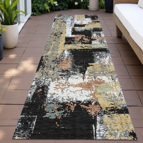 Addison Chantille ACN2212 Abstract Machine Made Transitional Black Rug