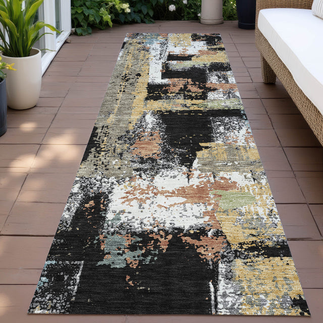 Addison Chantille ACN2212 Abstract Machine Made Transitional Black Rug