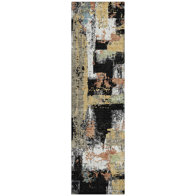 Addison Chantille ACN2212 Abstract Machine Made Transitional Black Rug