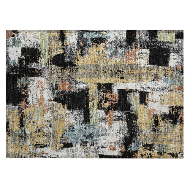 Addison Chantille ACN2212 Abstract Machine Made Transitional Black Rug