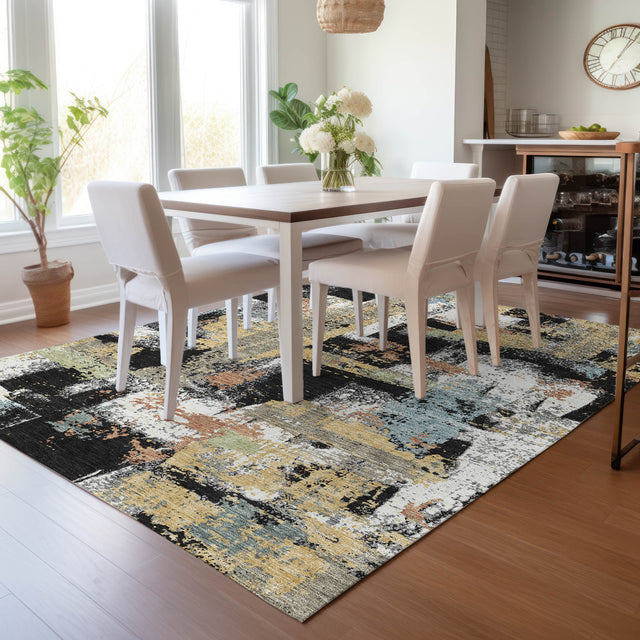 Addison Chantille ACN2212 Abstract Machine Made Transitional Black Rug