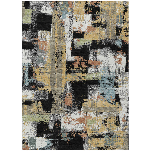 Addison Chantille ACN2212 Abstract Machine Made Transitional Black Rug