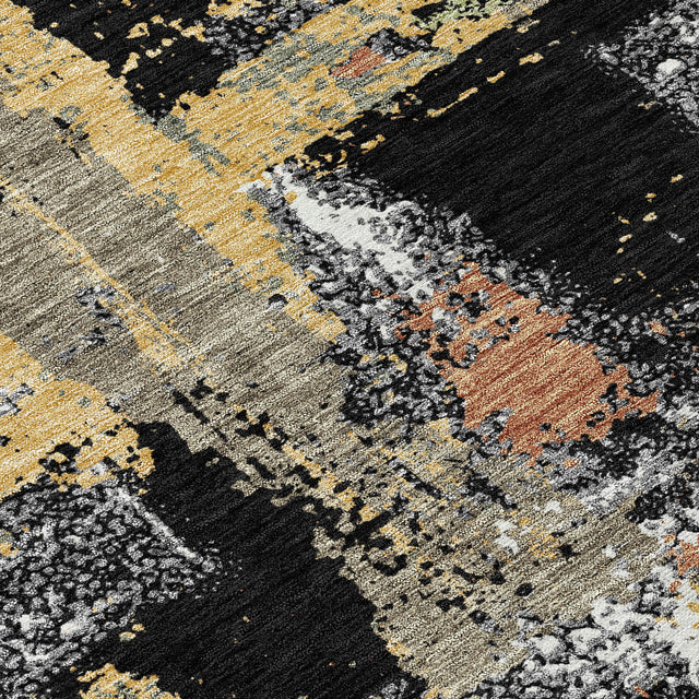 Addison Chantille ACN2212 Abstract Machine Made Transitional Black Rug