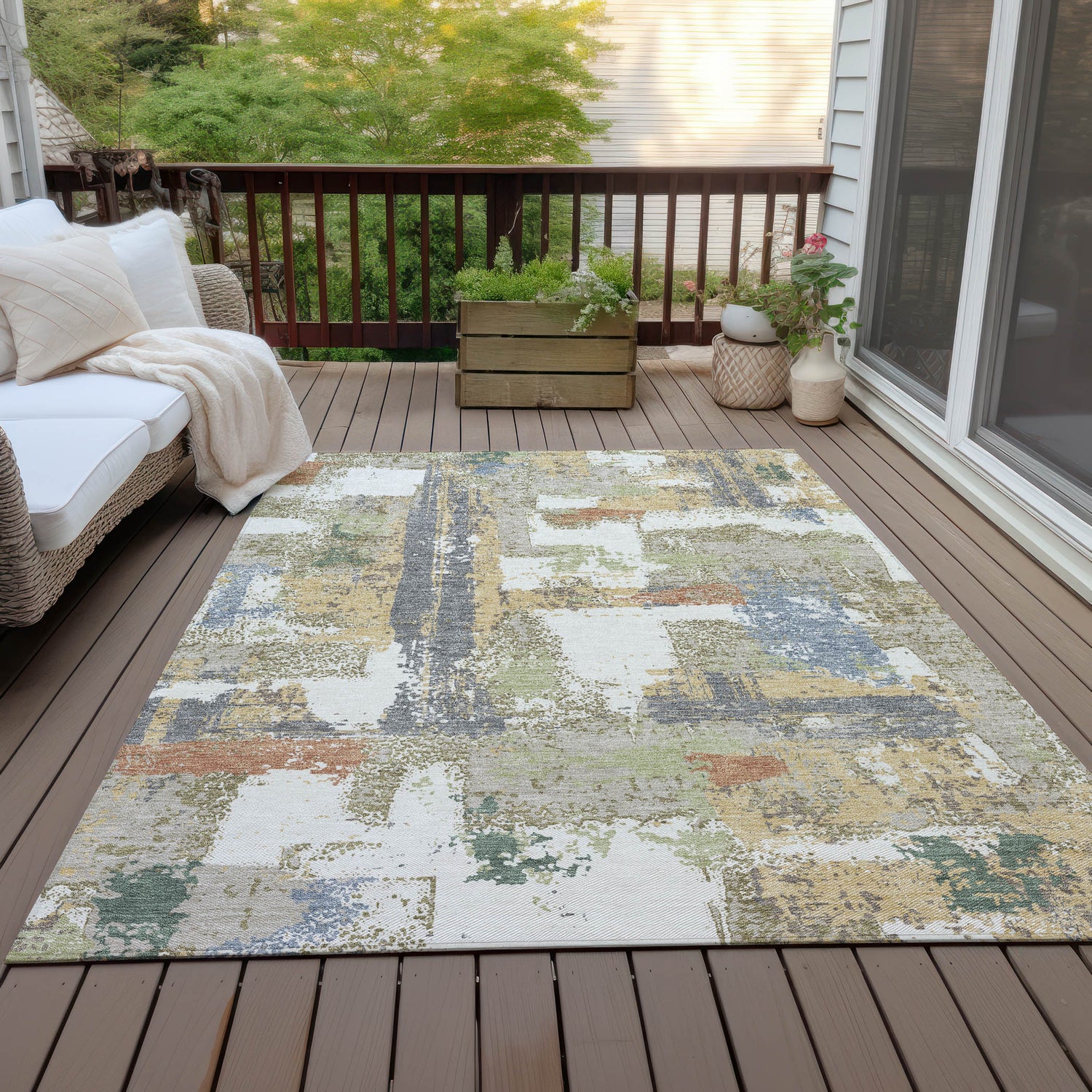 Addison Chantille ACN2212 Abstract Machine Made Transitional Ivory Rug