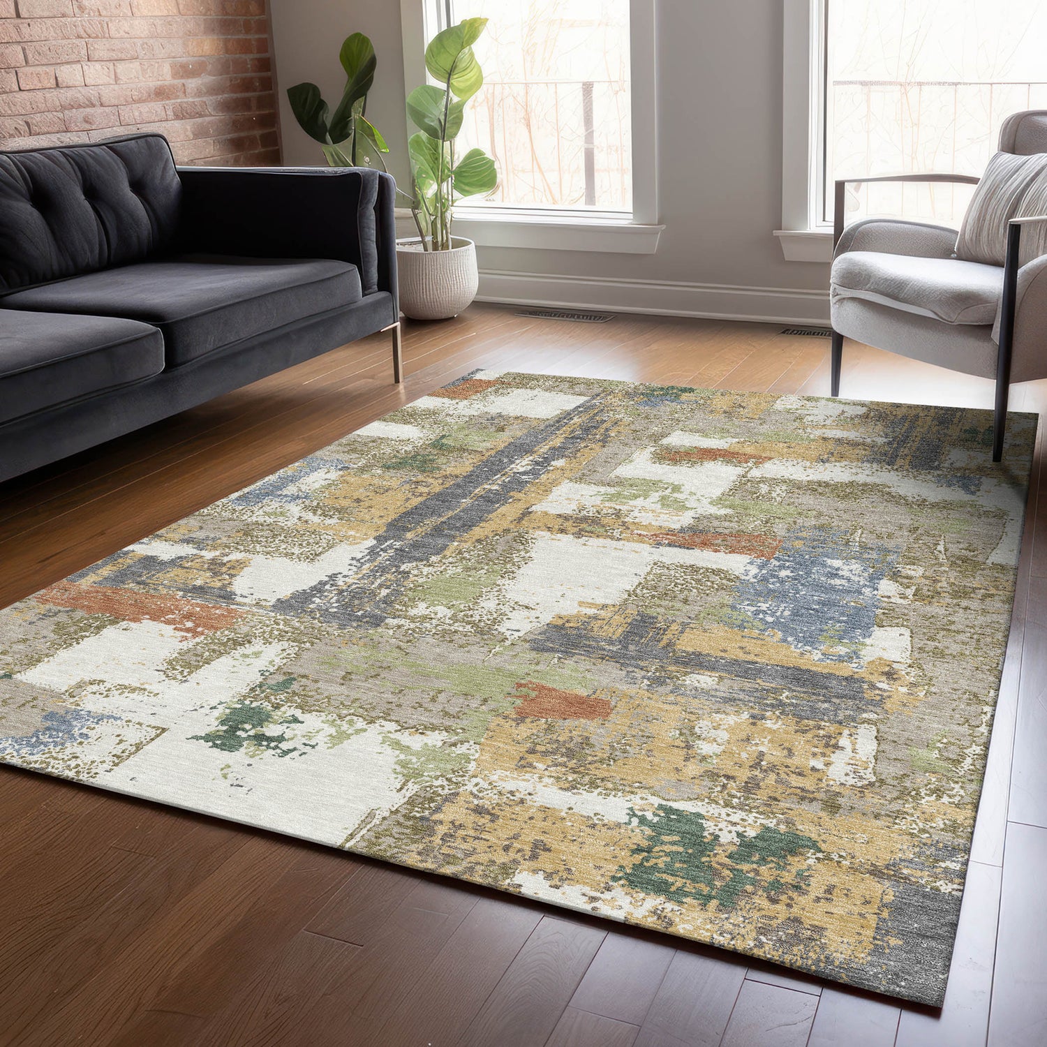 Addison Chantille ACN2212 Abstract Machine Made Transitional Ivory Rug