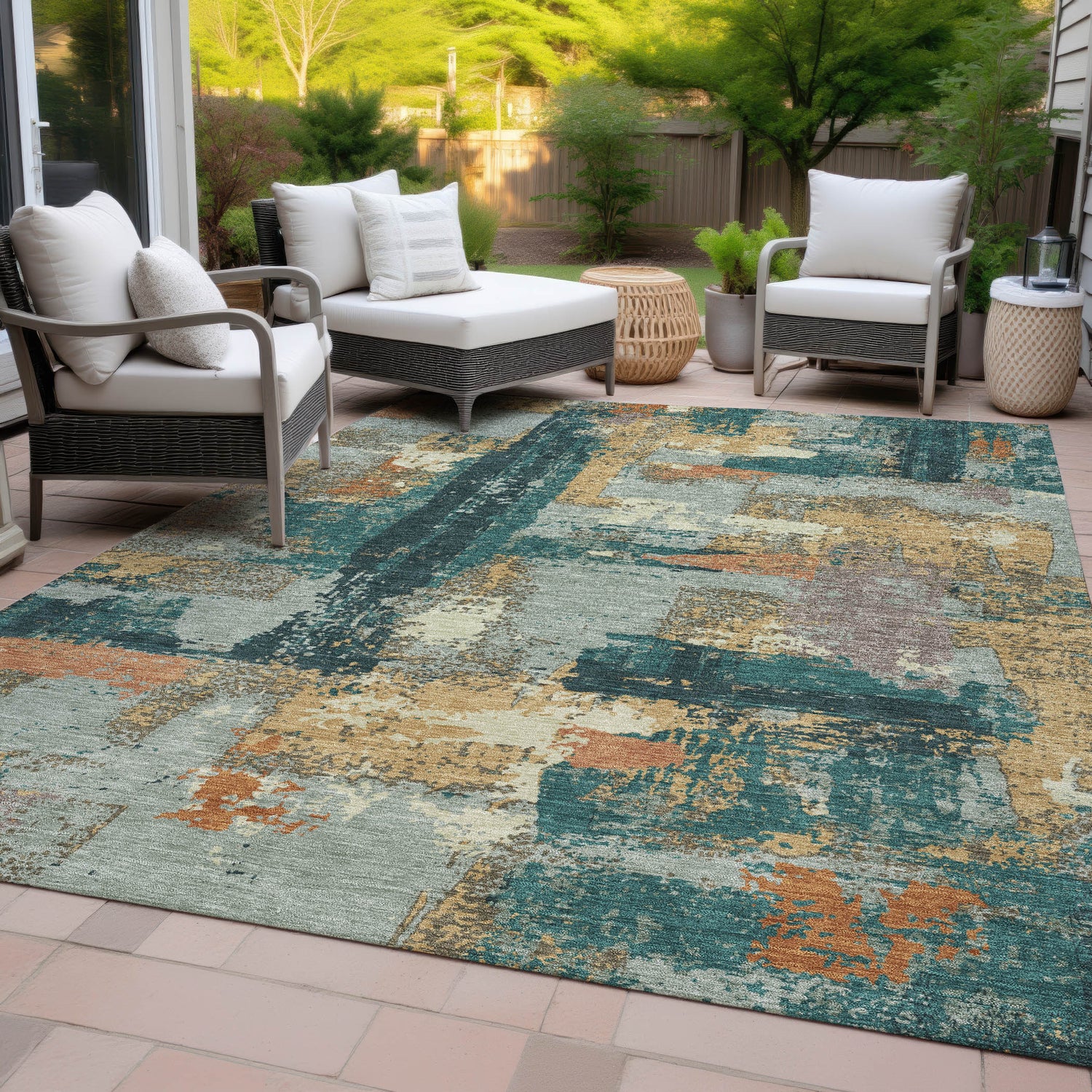 Addison Chantille ACN2212 Abstract Machine Made Transitional Seafoam Rug