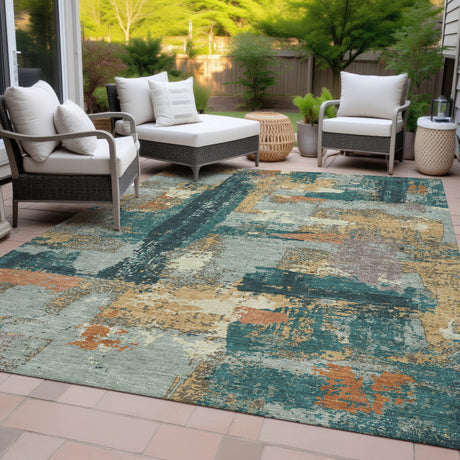 Addison Chantille ACN2212 Abstract Machine Made Transitional Seafoam Rug