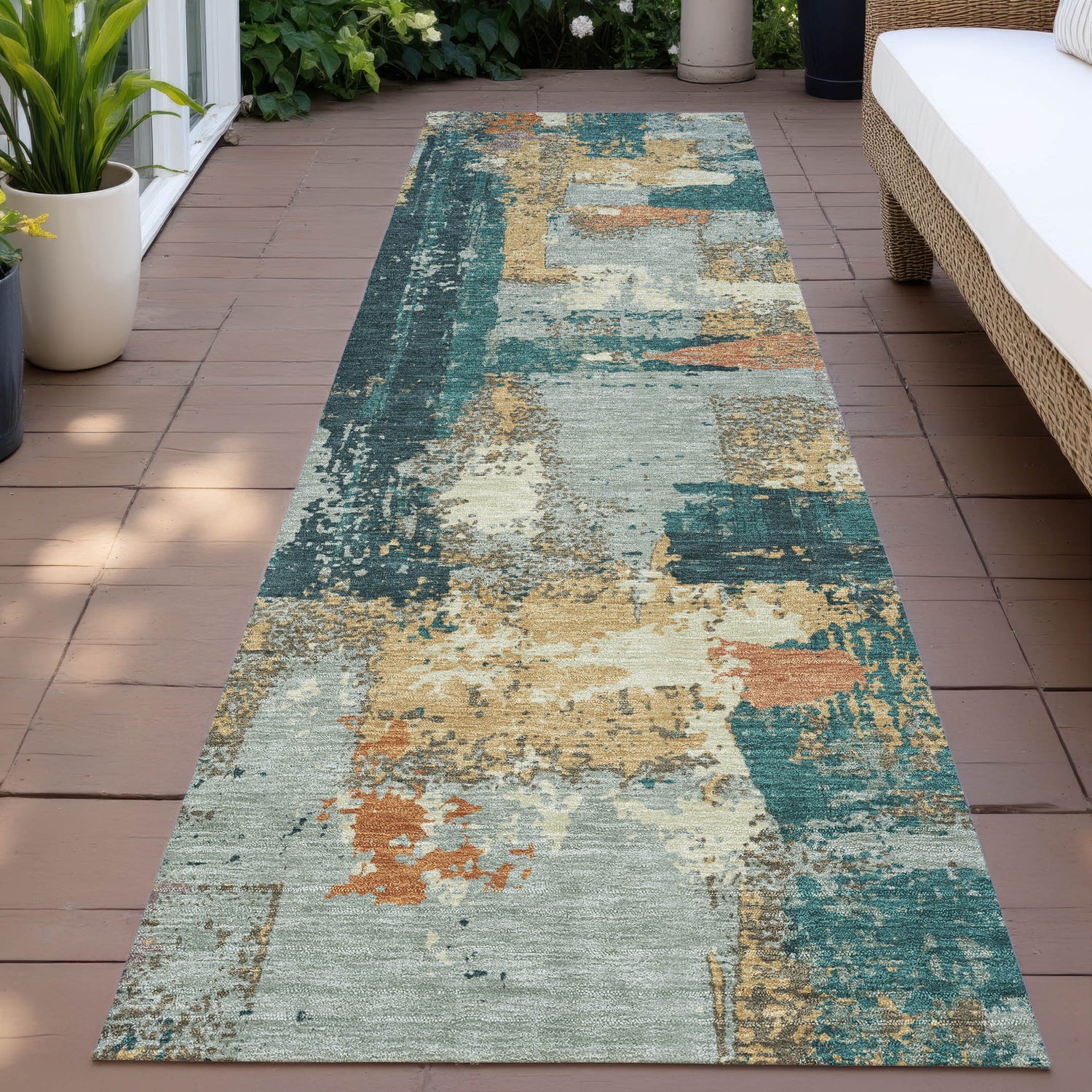 Addison Chantille ACN2212 Abstract Machine Made Transitional Seafoam Rug