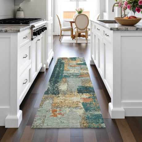 Addison Chantille ACN2212 Abstract Machine Made Transitional Seafoam Rug