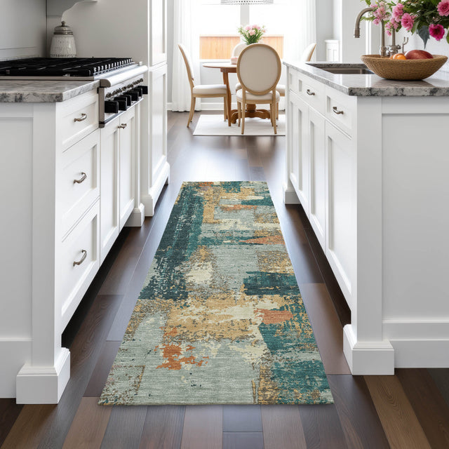 Addison Chantille ACN2212 Abstract Machine Made Transitional Seafoam Rug