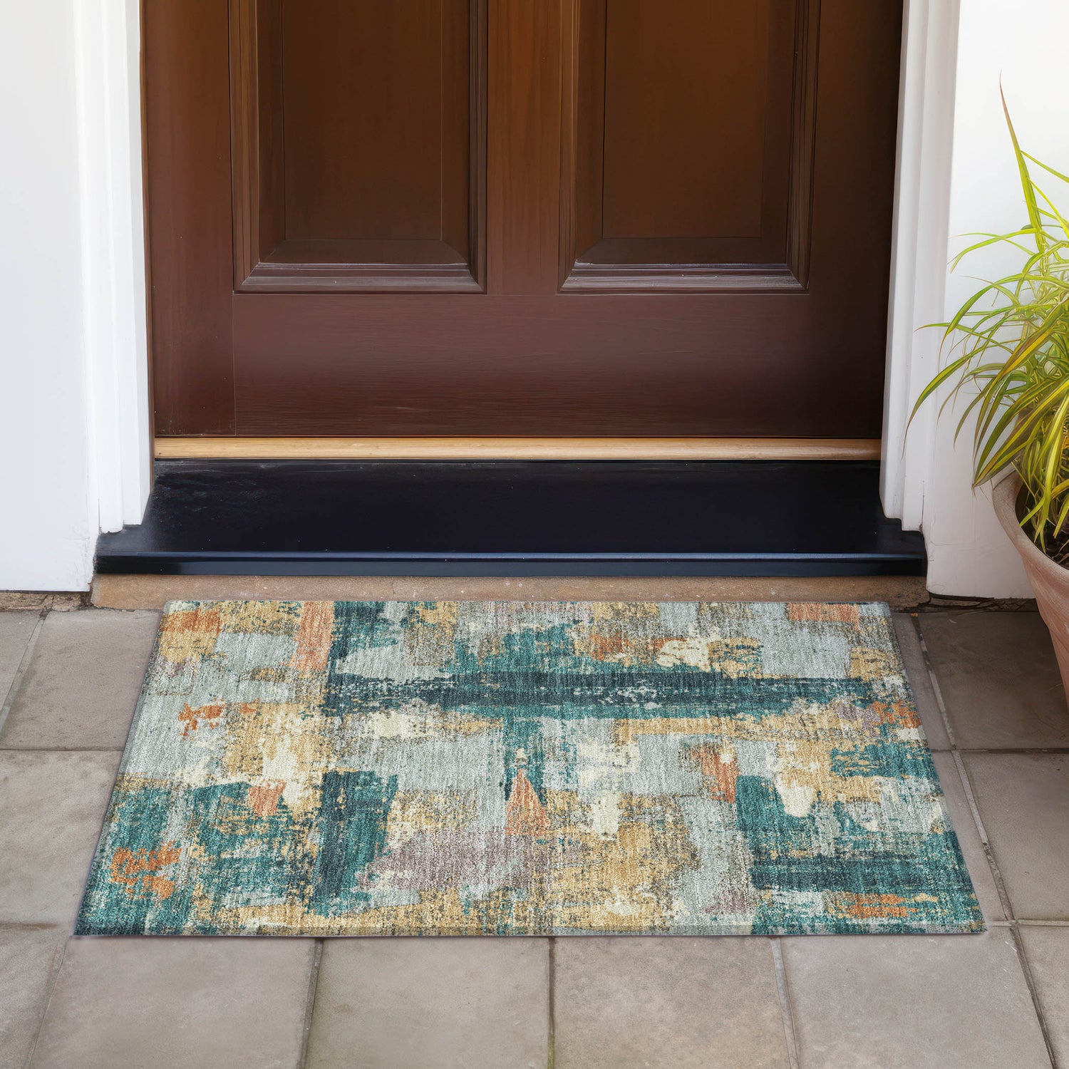 Addison Chantille ACN2212 Abstract Machine Made Transitional Seafoam Rug