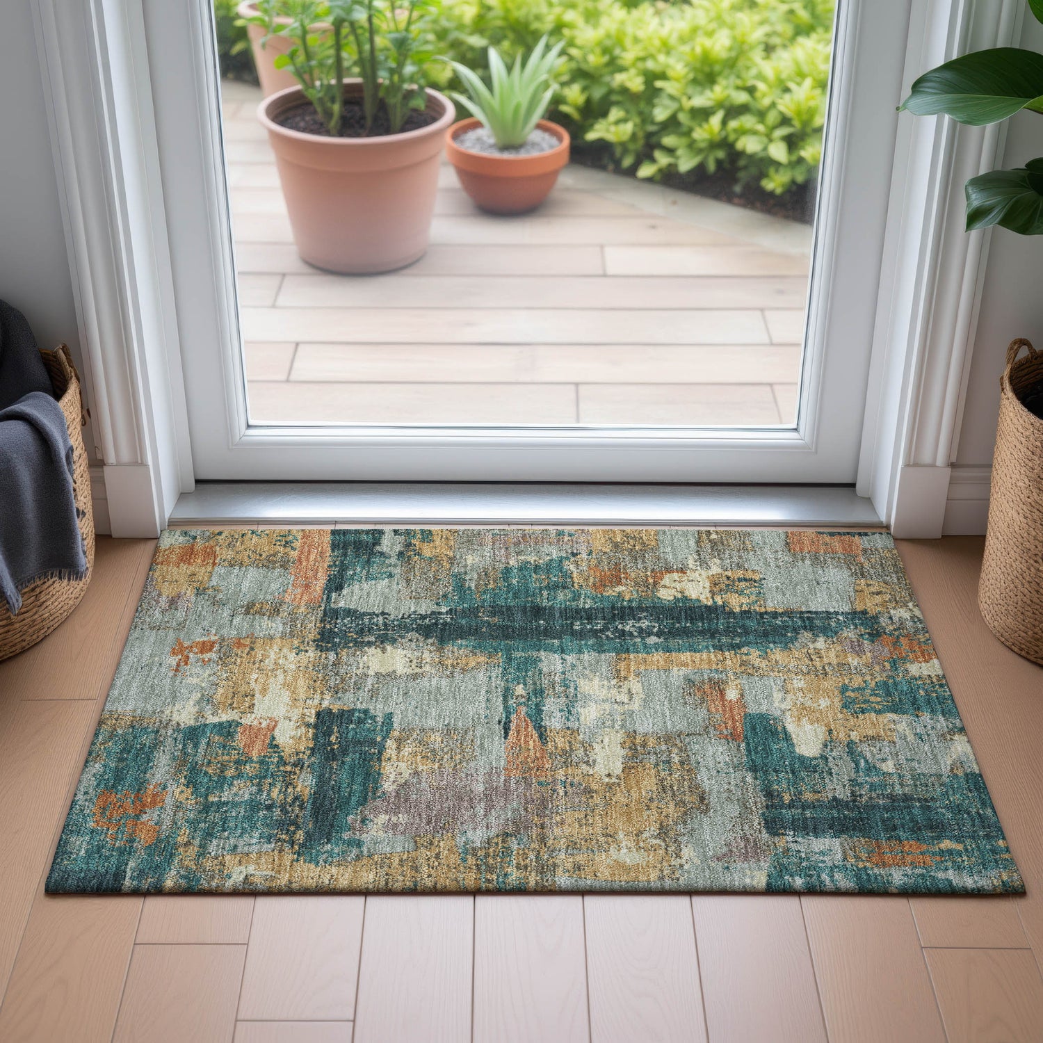 Addison Chantille ACN2212 Abstract Machine Made Transitional Seafoam Rug