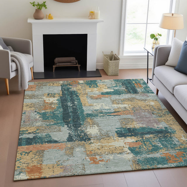 Addison Chantille ACN2212 Abstract Machine Made Transitional Seafoam Rug