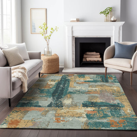 Addison Chantille ACN2212 Abstract Machine Made Transitional Seafoam Rug