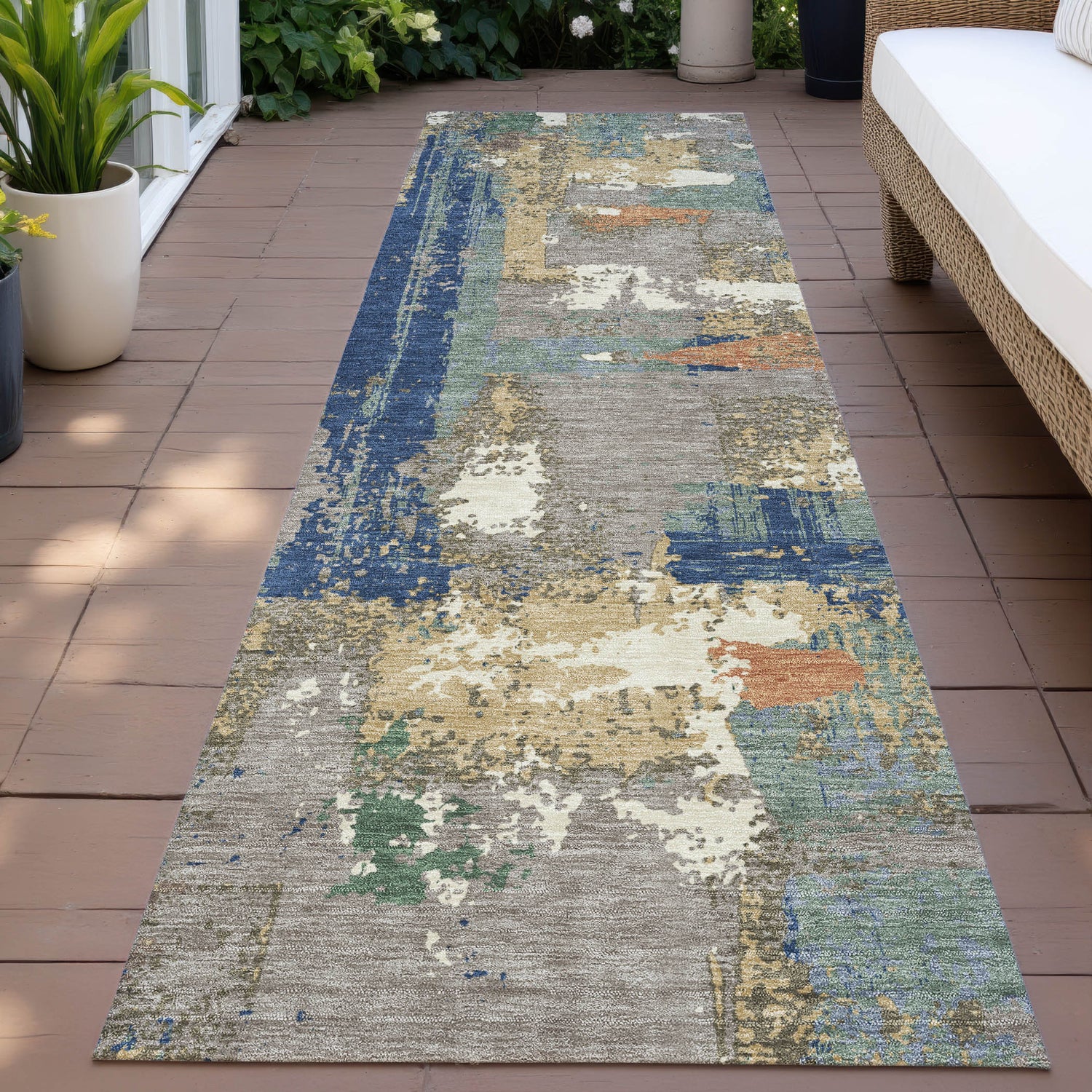 Addison Chantille ACN2212 Abstract Machine Made Transitional Taupe Rug