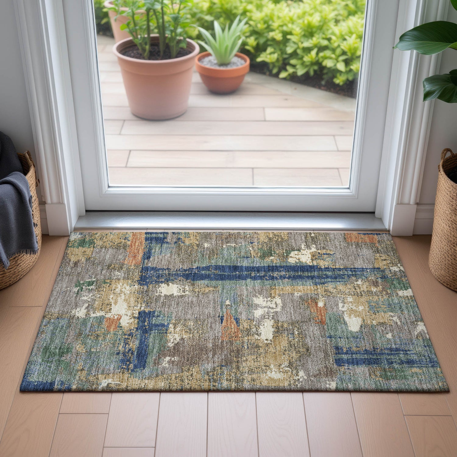 Addison Chantille ACN2212 Abstract Machine Made Transitional Taupe Rug