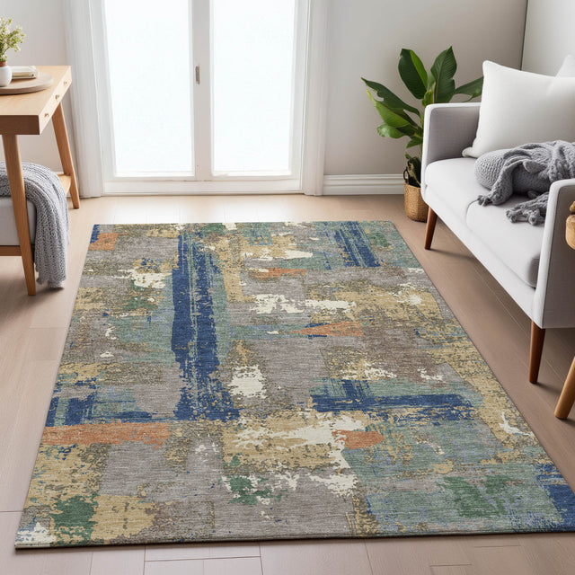 Addison Chantille ACN2212 Abstract Machine Made Transitional Taupe Rug