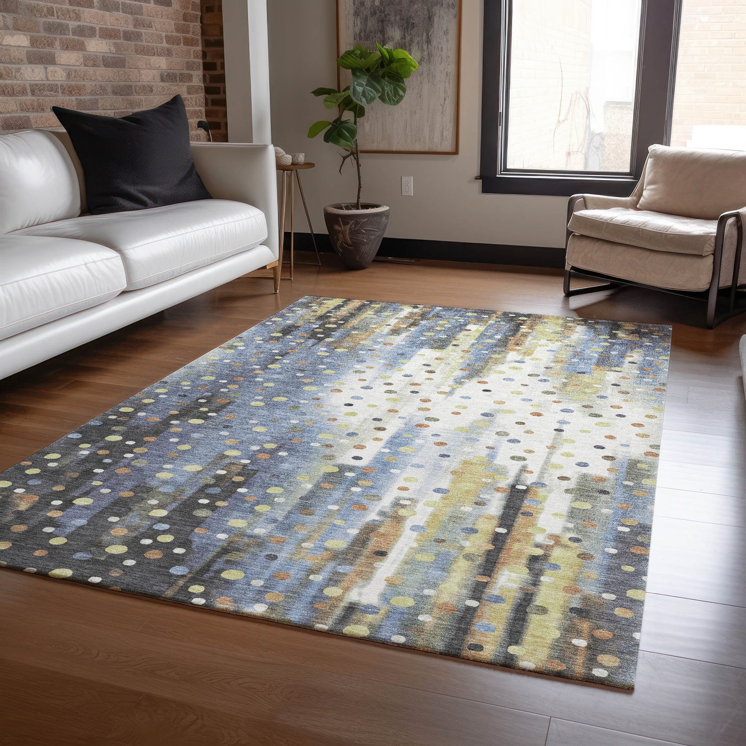 Addison Chantille ACN2213 Geometric Machine Made Transitional Denim Rug