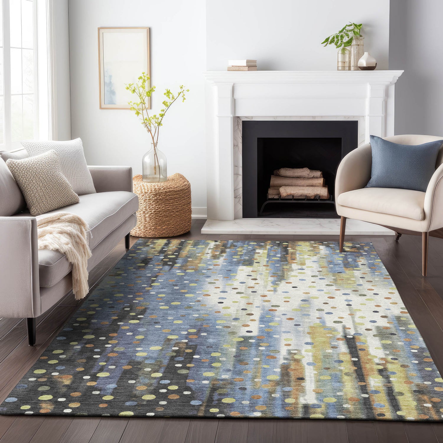 Addison Chantille ACN2213 Geometric Machine Made Transitional Denim Rug