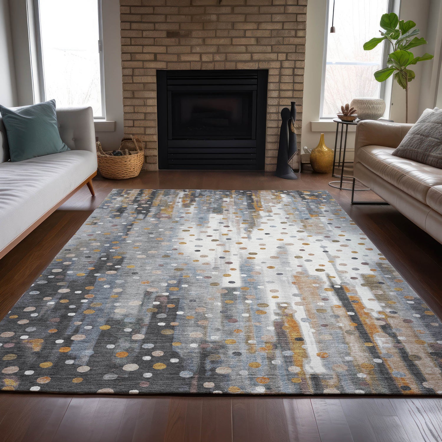 Addison Chantille ACN2213 Geometric Machine Made Transitional Gray Rug