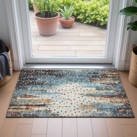 Addison Chantille ACN2213 Geometric Machine Made Transitional Teal Rug